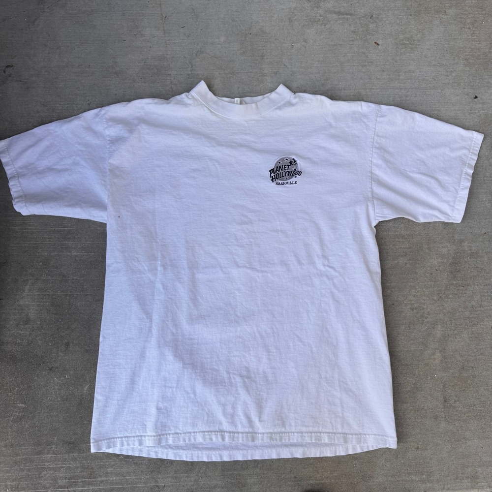 Vintage Planet Hollywood Nashville T-Shirt Mens XL White 90s Single Stitch USA